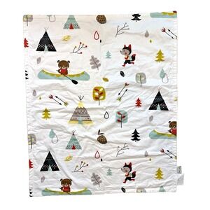 Sweet Jojo Baby Blanket Woodland Outdoor Adventure Canoe Teepee tree